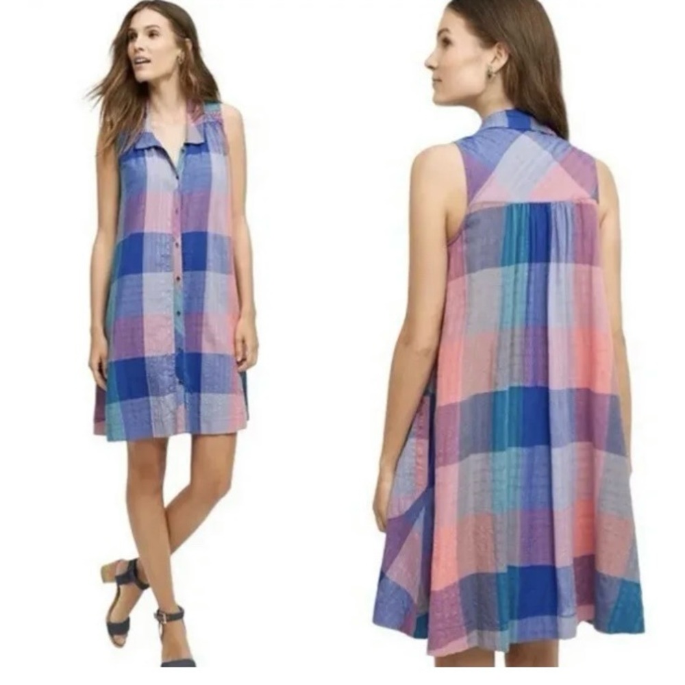 Anthropologie Holding Horses Plaid Anthro Cody Plaid Tunic Dress Small